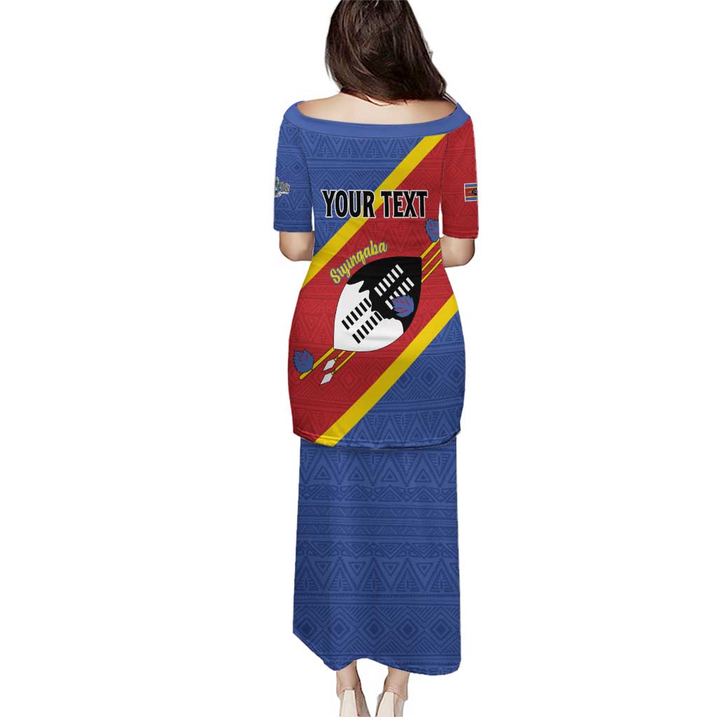 Personalized Eswatini National Flag Day Puletasi Nguni Shield Flag Style