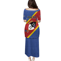 Personalized Eswatini National Flag Day Puletasi Nguni Shield Flag Style