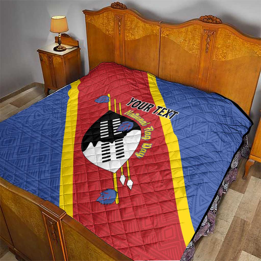 Personalized Eswatini National Flag Day Quilt Nguni Shield Flag Style