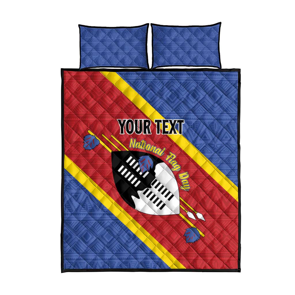 Personalized Eswatini National Flag Day Quilt Bed Set Nguni Shield Flag Style
