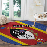 Personalized Eswatini National Flag Day Round Carpet Nguni Shield Flag Style
