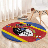 Personalized Eswatini National Flag Day Round Carpet Nguni Shield Flag Style