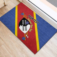 Personalized Eswatini National Flag Day Rubber Doormat Nguni Shield Flag Style