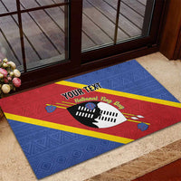 Personalized Eswatini National Flag Day Rubber Doormat Nguni Shield Flag Style