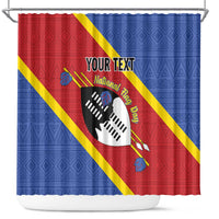 Personalized Eswatini National Flag Day Shower Curtain Nguni Shield Flag Style