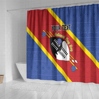 Personalized Eswatini National Flag Day Shower Curtain Nguni Shield Flag Style