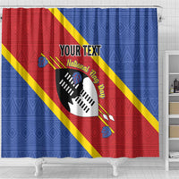 Personalized Eswatini National Flag Day Shower Curtain Nguni Shield Flag Style