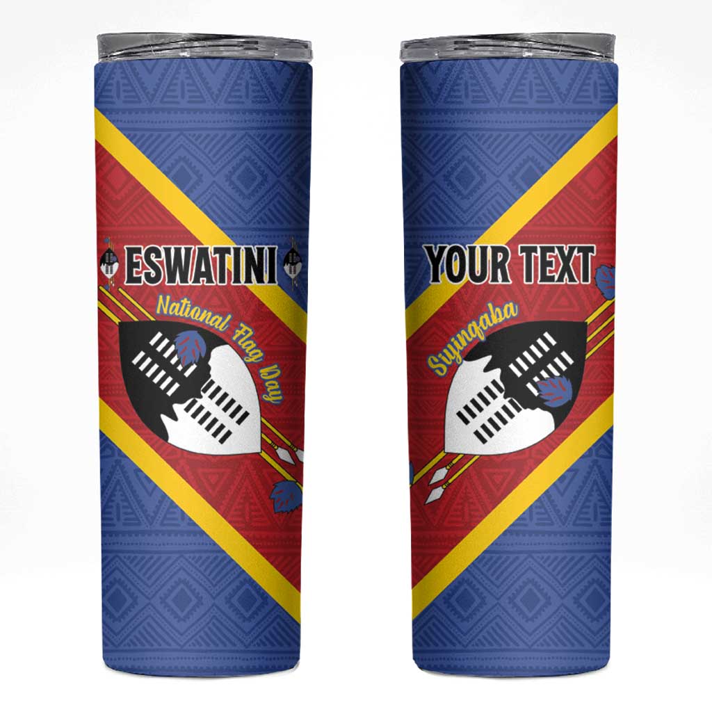Personalized Eswatini National Flag Day Skinny Tumbler Nguni Shield Flag Style