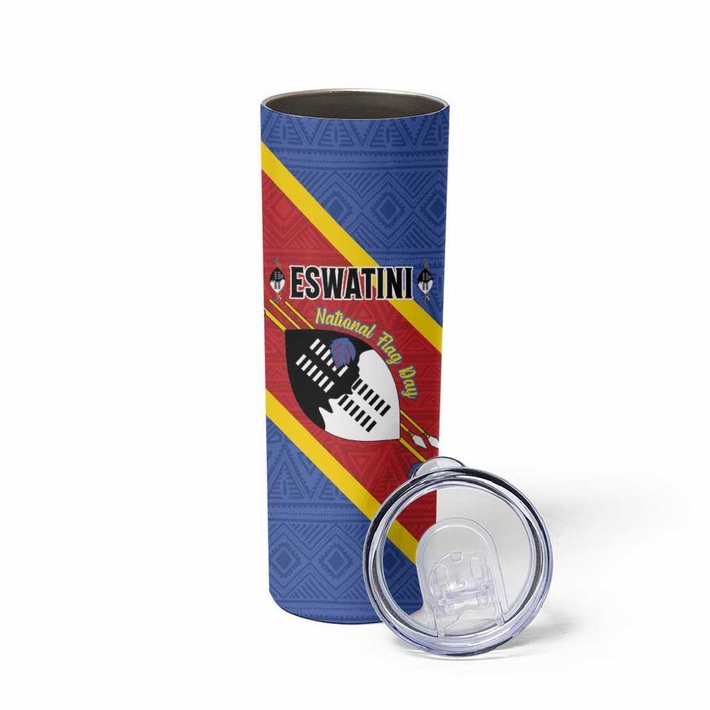 Personalized Eswatini National Flag Day Skinny Tumbler Nguni Shield Flag Style