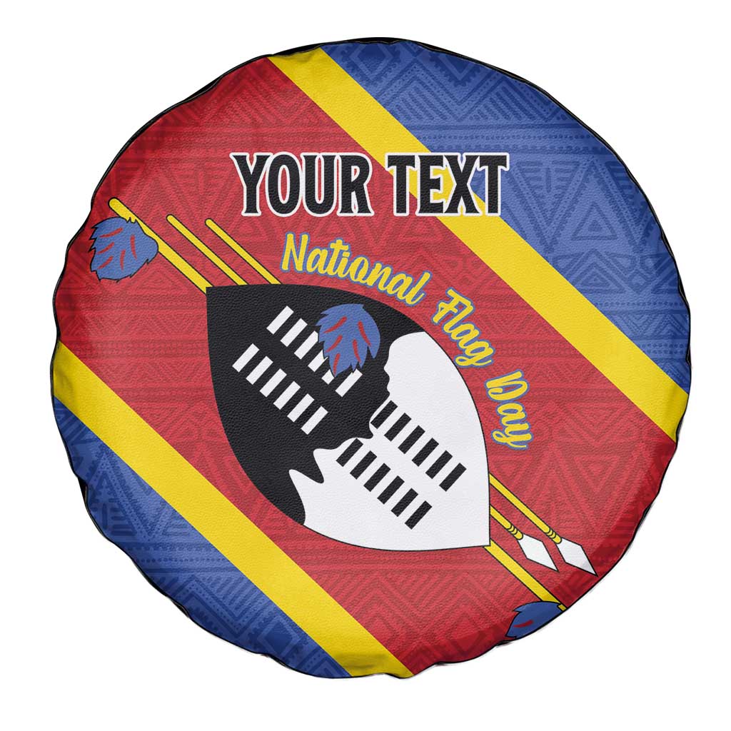 Personalized Eswatini National Flag Day Spare Tire Cover Nguni Shield Flag Style