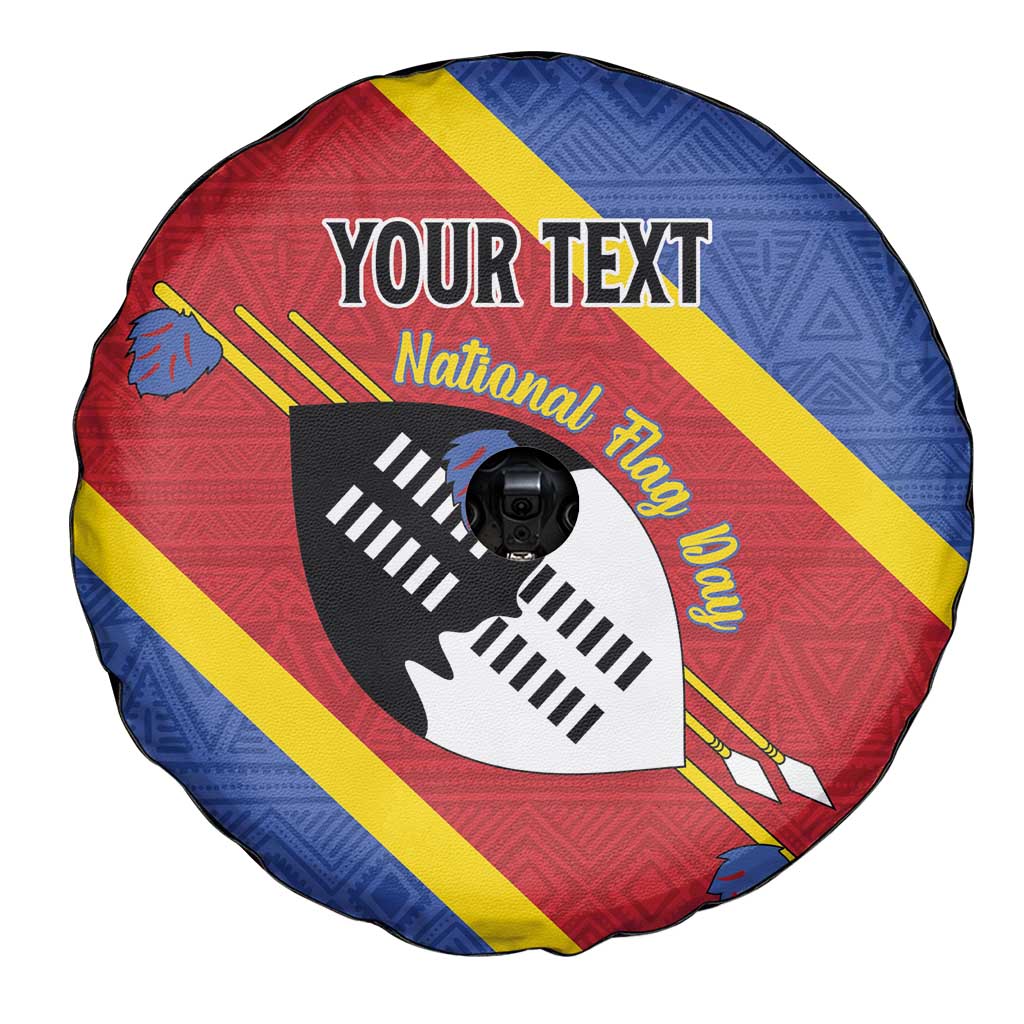 Personalized Eswatini National Flag Day Spare Tire Cover Nguni Shield Flag Style
