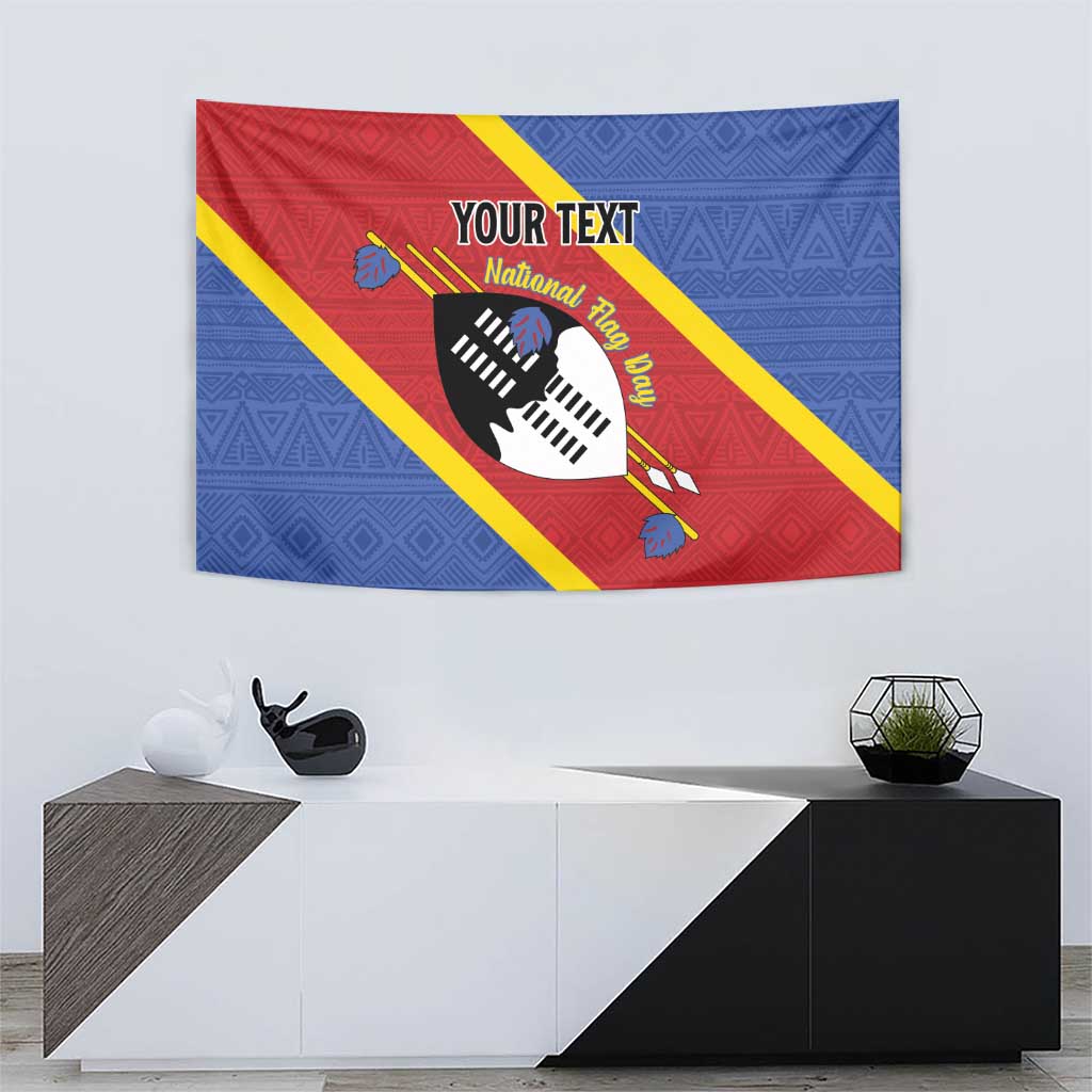 Personalized Eswatini National Flag Day Tapestry Nguni Shield Flag Style