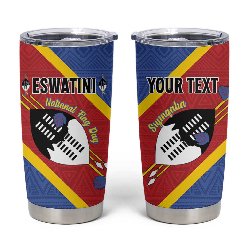 Personalized Eswatini National Flag Day Tumbler Cup Nguni Shield Flag Style