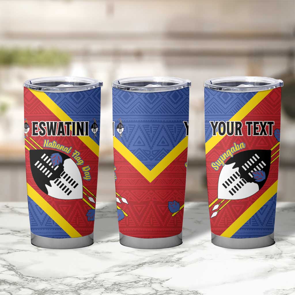 Personalized Eswatini National Flag Day Tumbler Cup Nguni Shield Flag Style
