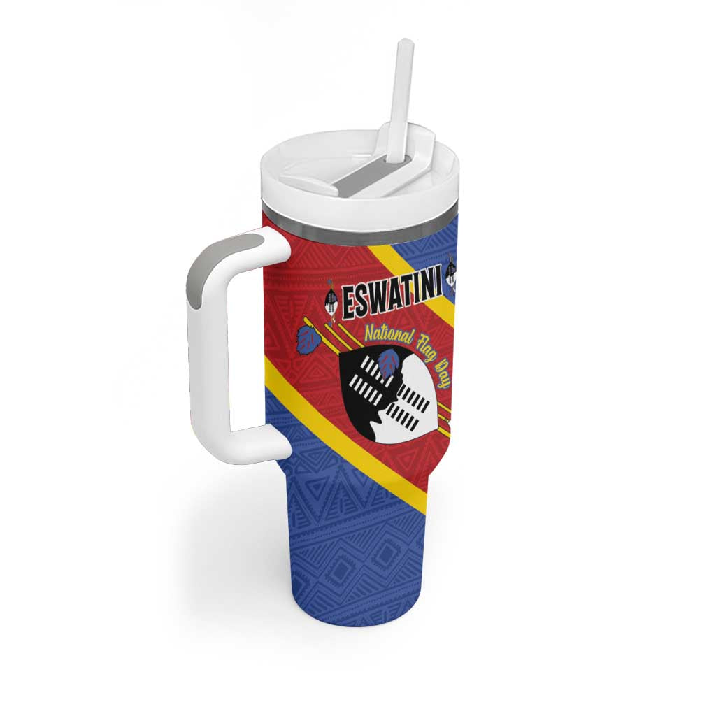 Personalized Eswatini National Flag Day Tumbler With Handle Nguni Shield Flag Style