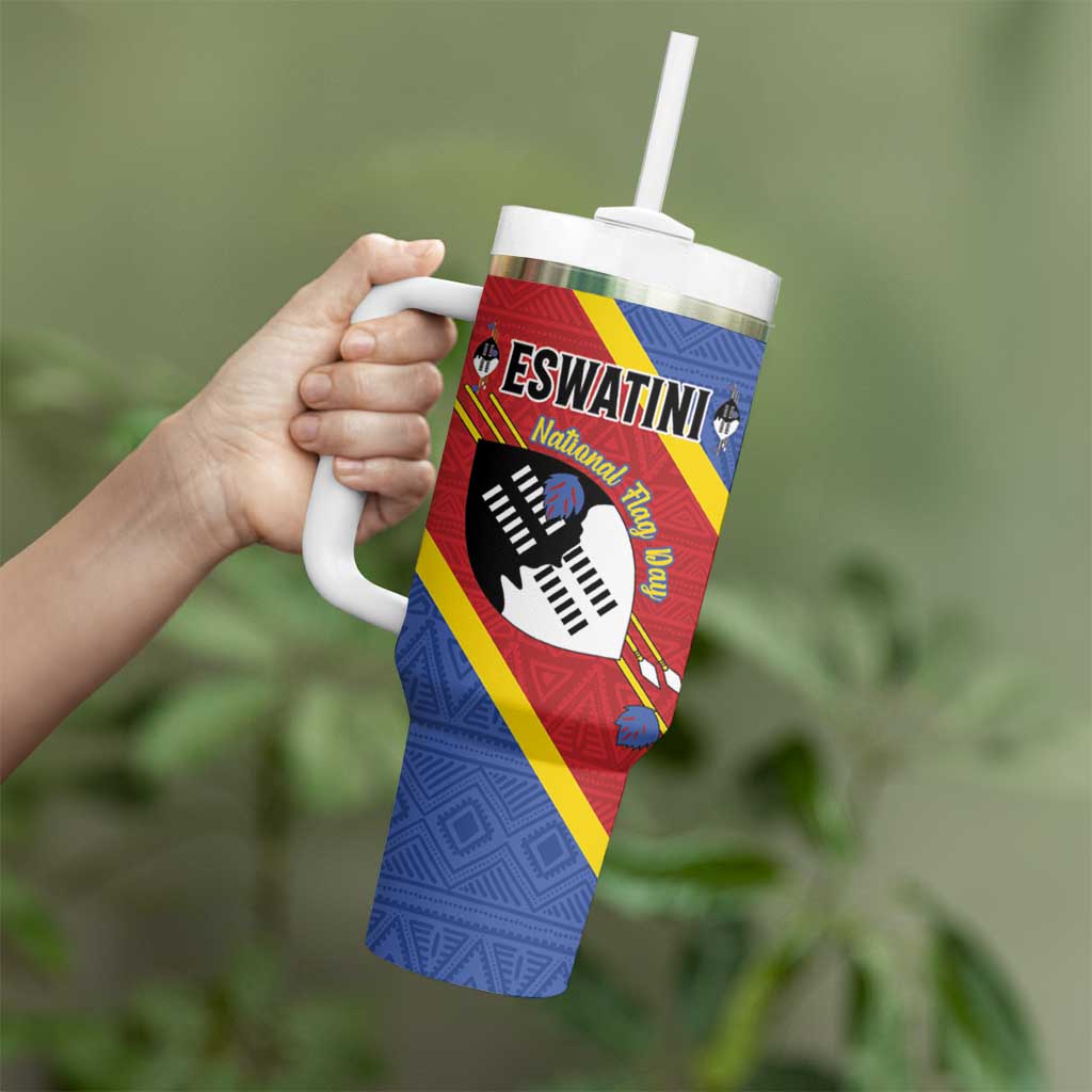 Personalized Eswatini National Flag Day Tumbler With Handle Nguni Shield Flag Style