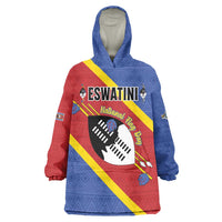 Personalized Eswatini National Flag Day Wearable Blanket Hoodie Nguni Shield Flag Style
