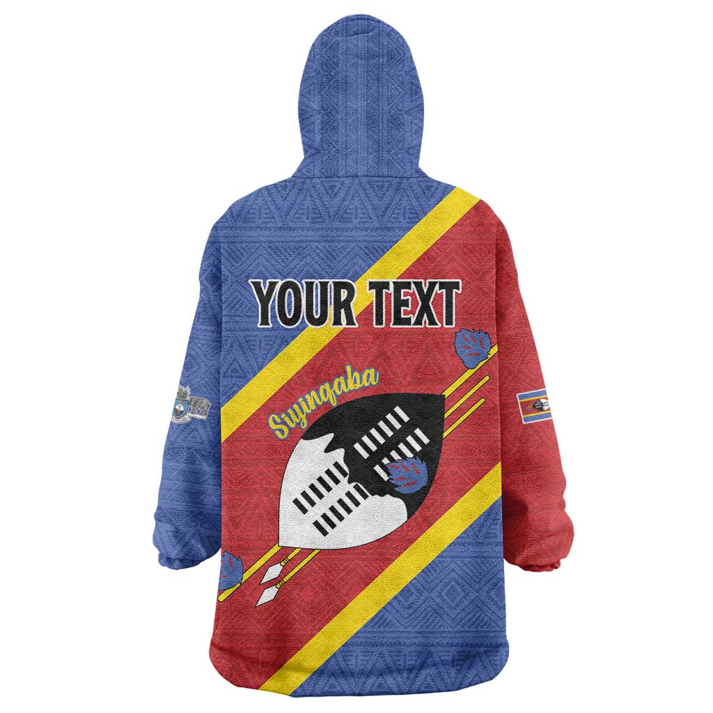 Personalized Eswatini National Flag Day Wearable Blanket Hoodie Nguni Shield Flag Style