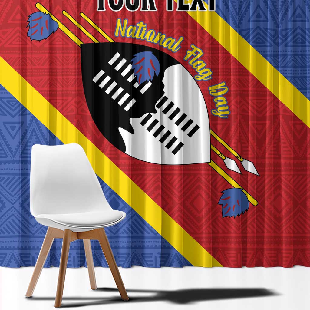 Personalized Eswatini National Flag Day Window Curtain Nguni Shield Flag Style