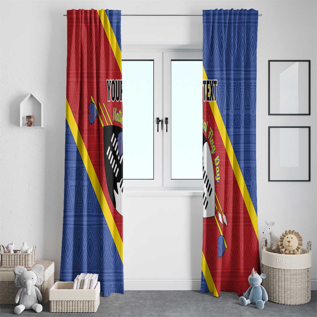 Personalized Eswatini National Flag Day Window Curtain Nguni Shield Flag Style