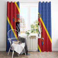 Personalized Eswatini National Flag Day Window Curtain Nguni Shield Flag Style