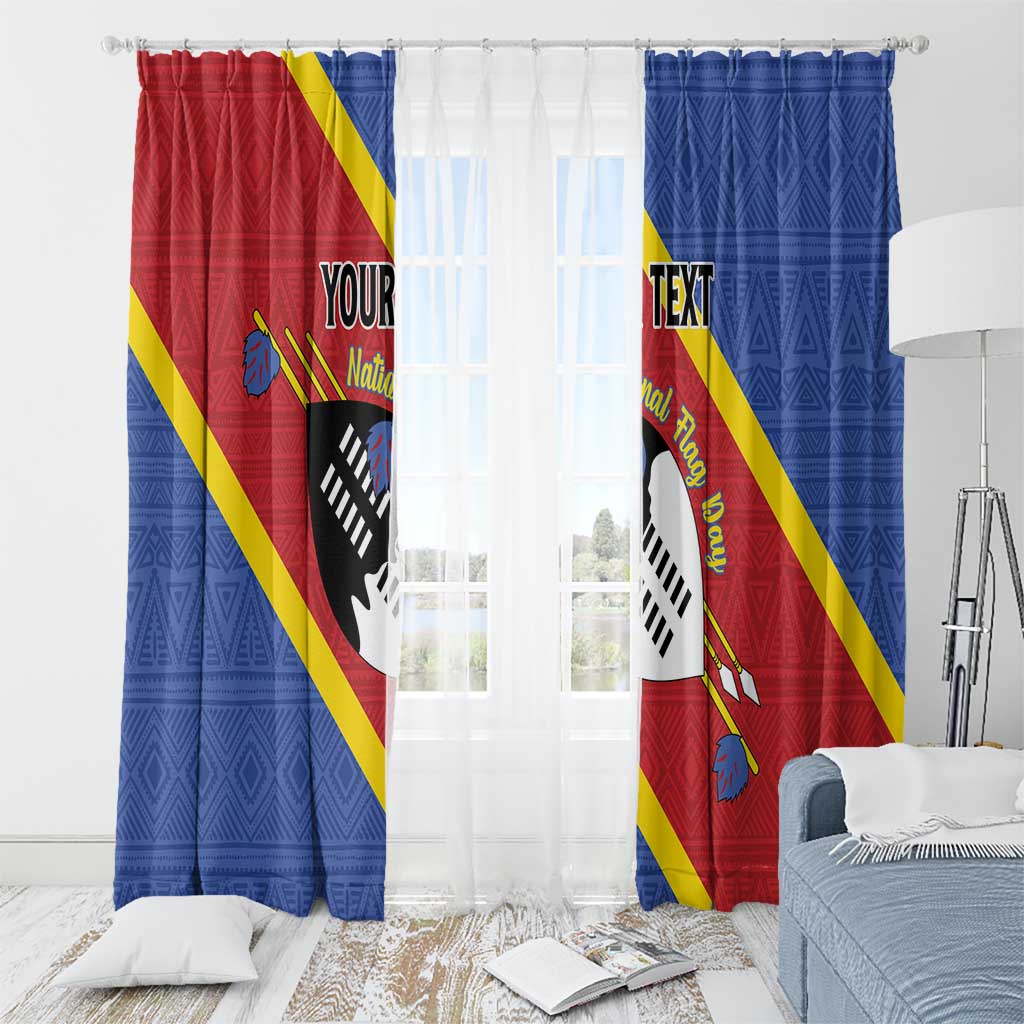 Personalized Eswatini National Flag Day Window Curtain Nguni Shield Flag Style