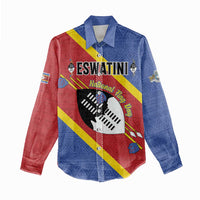 Personalized Eswatini National Flag Day Women Casual Shirt Nguni Shield Flag Style