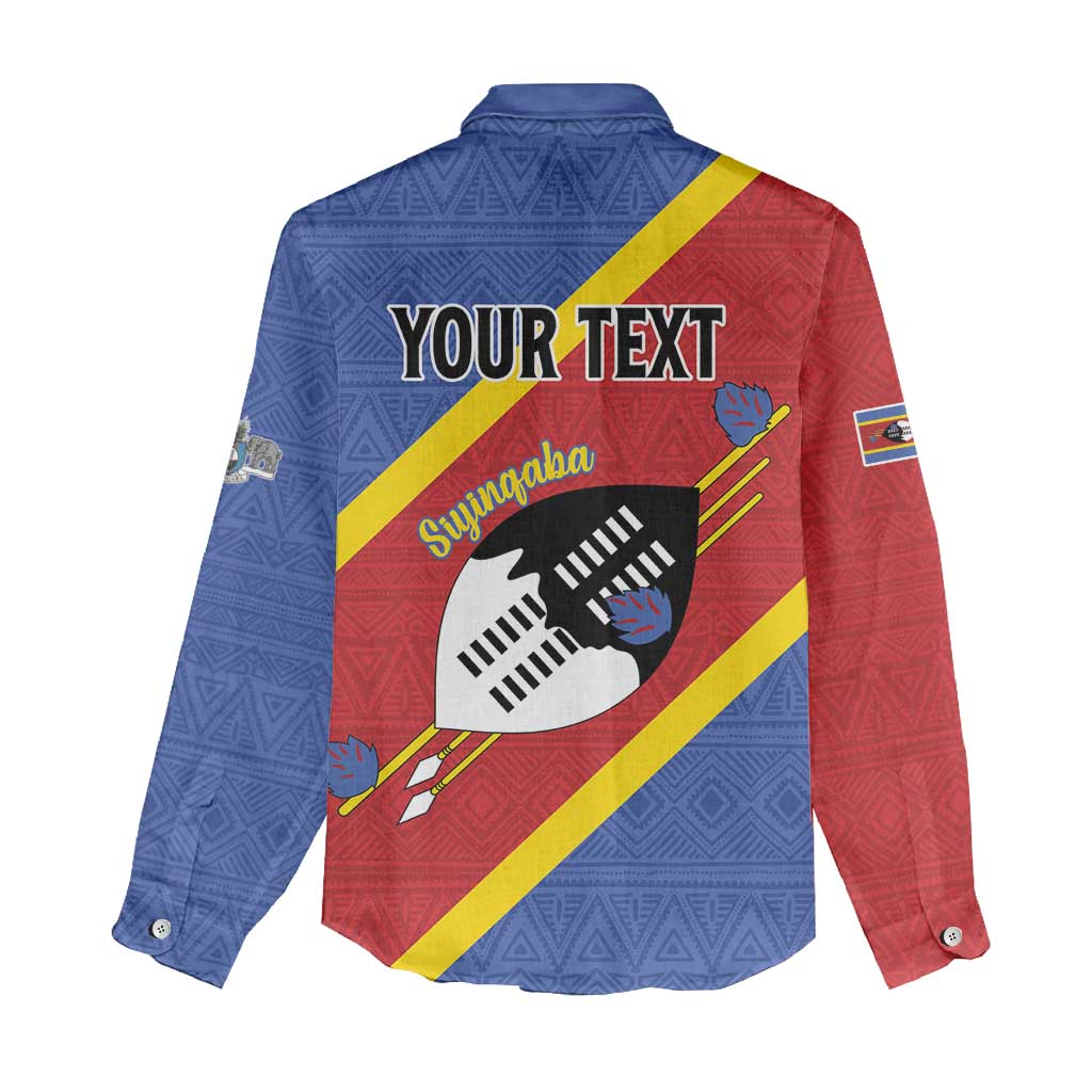 Personalized Eswatini National Flag Day Women Casual Shirt Nguni Shield Flag Style