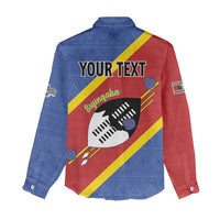 Personalized Eswatini National Flag Day Women Casual Shirt Nguni Shield Flag Style