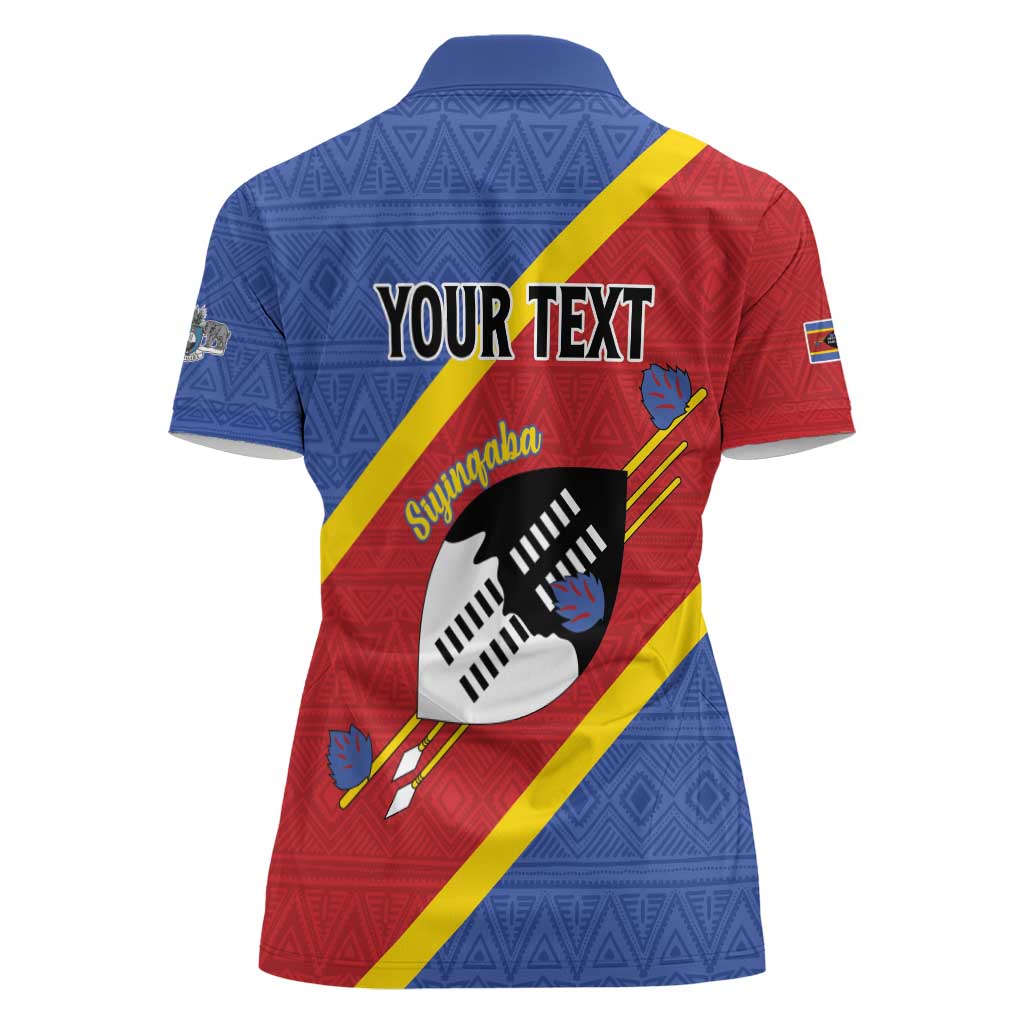 Personalized Eswatini National Flag Day Women Polo Shirt Nguni Shield Flag Style