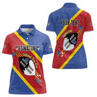 Personalized Eswatini National Flag Day Women Polo Shirt Nguni Shield Flag Style