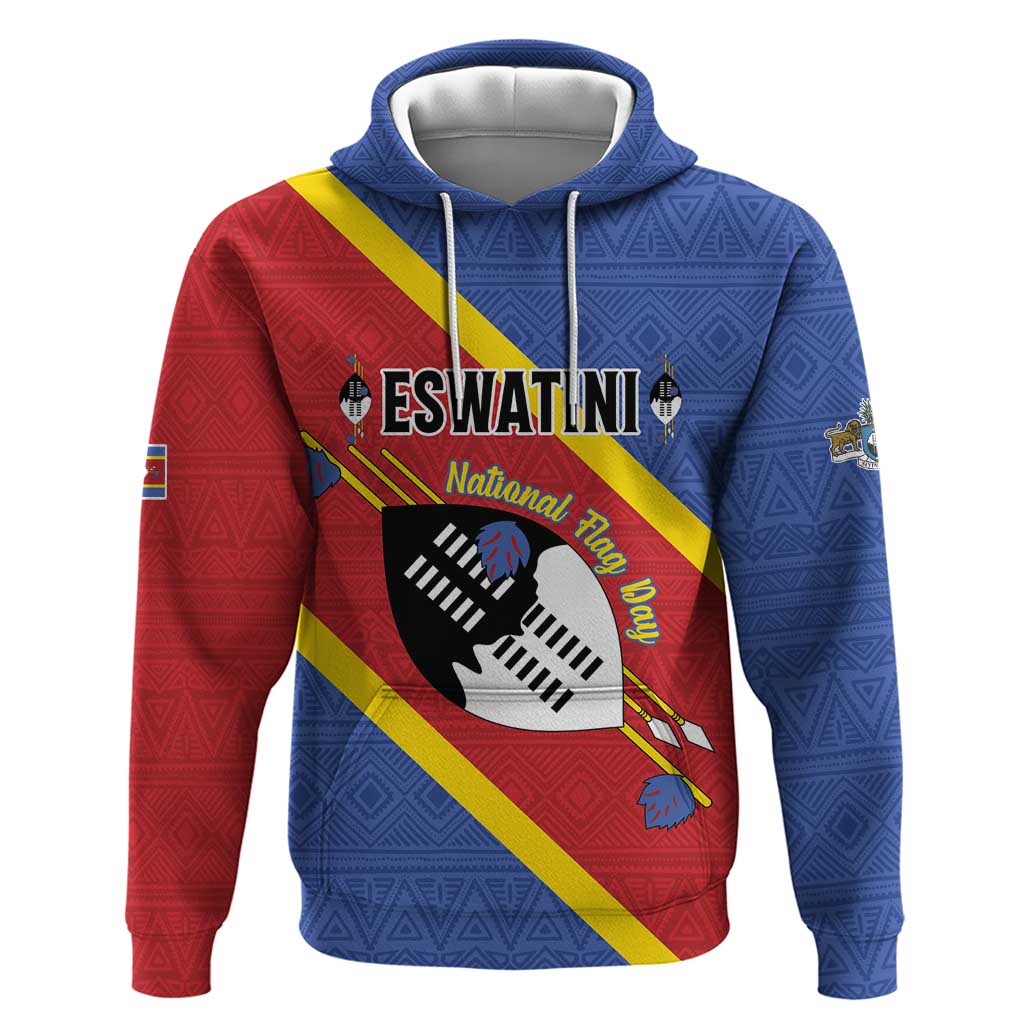 Personalized Eswatini National Flag Day Zip Hoodie Nguni Shield Flag Style