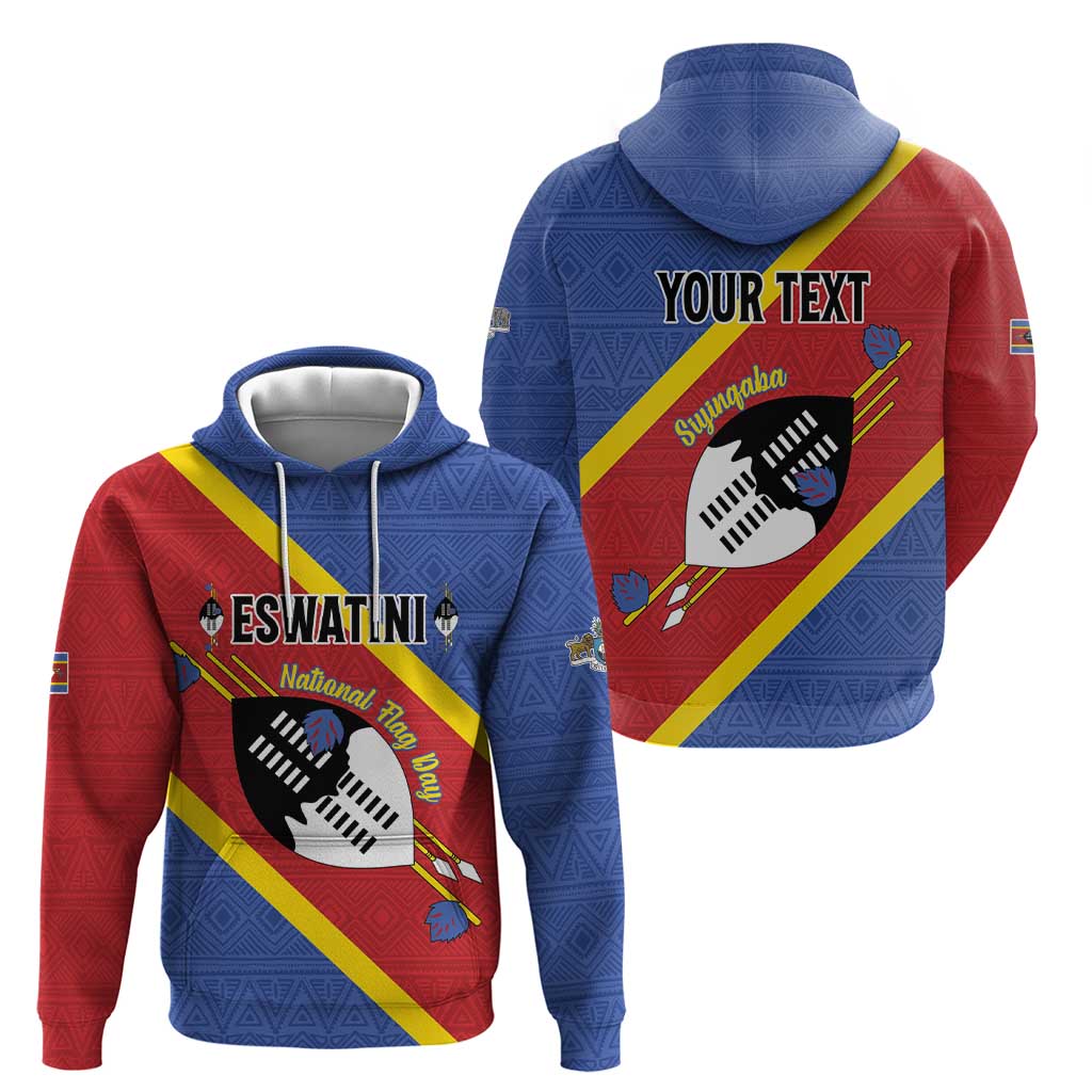 Personalized Eswatini National Flag Day Zip Hoodie Nguni Shield Flag Style