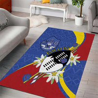 Eswatini Area Rug Nguni Shield Edelweiss Flower