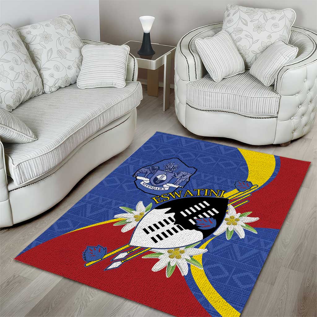 Eswatini Area Rug Nguni Shield Edelweiss Flower