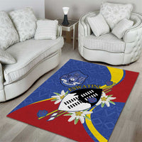 Eswatini Area Rug Nguni Shield Edelweiss Flower