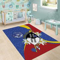 Eswatini Area Rug Nguni Shield Edelweiss Flower