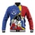 Eswatini Baseball Jacket Nguni Shield Edelweiss Flower