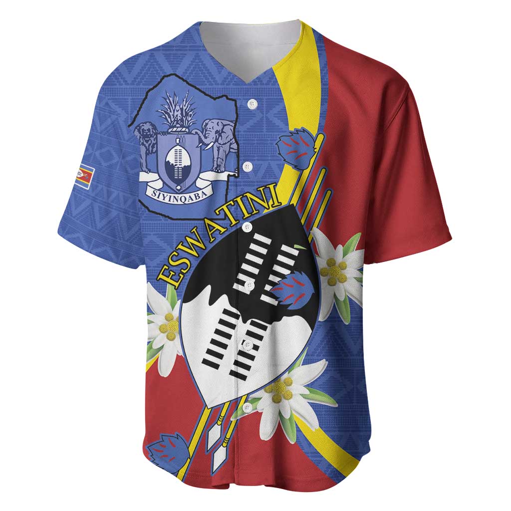 Eswatini Baseball Jersey Nguni Shield Edelweiss Flower