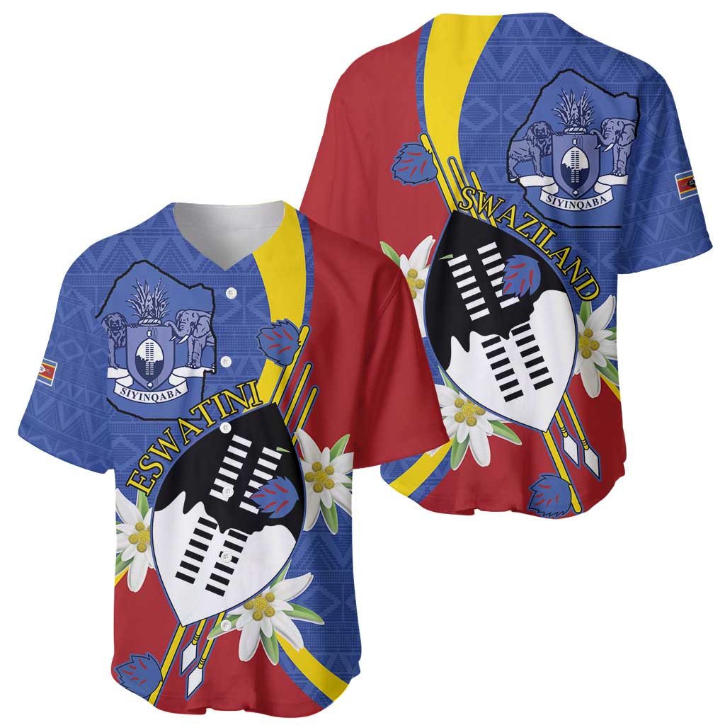 Eswatini Baseball Jersey Nguni Shield Edelweiss Flower