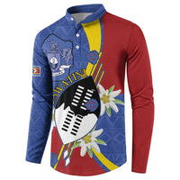 Eswatini Button Sweatshirt Nguni Shield Edelweiss Flower