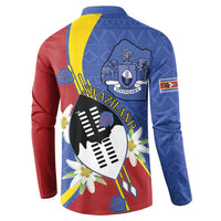 Eswatini Button Sweatshirt Nguni Shield Edelweiss Flower