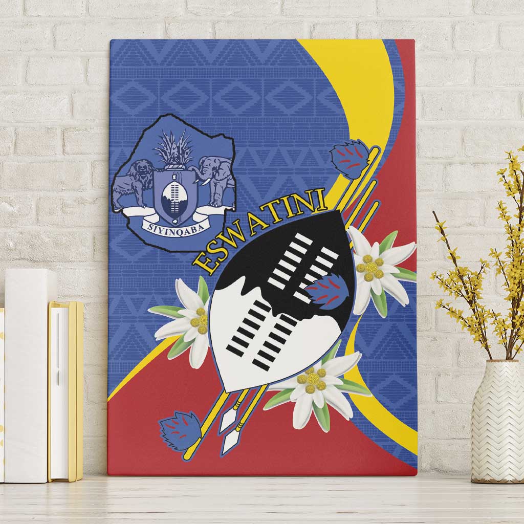 Eswatini Canvas Wall Art Nguni Shield Edelweiss Flower