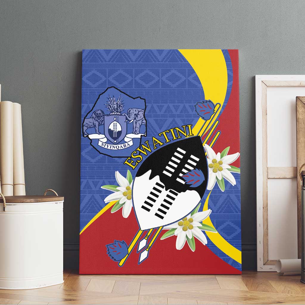 Eswatini Canvas Wall Art Nguni Shield Edelweiss Flower