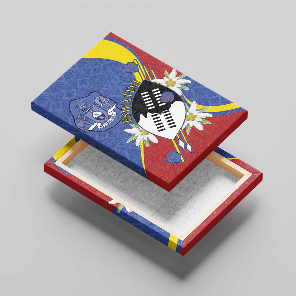 Eswatini Canvas Wall Art Nguni Shield Edelweiss Flower