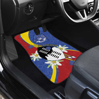 Eswatini Car Mats Nguni Shield Edelweiss Flower
