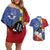 Eswatini Couples Matching Off Shoulder Short Dress and Hawaiian Shirt Nguni Shield Edelweiss Flower