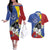 Eswatini Couples Matching Off The Shoulder Long Sleeve Dress and Hawaiian Shirt Nguni Shield Edelweiss Flower