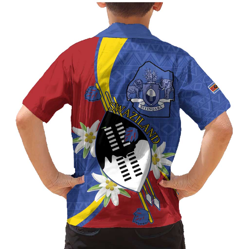 Eswatini Family Matching Mermaid Dress and Hawaiian Shirt Nguni Shield Edelweiss Flower