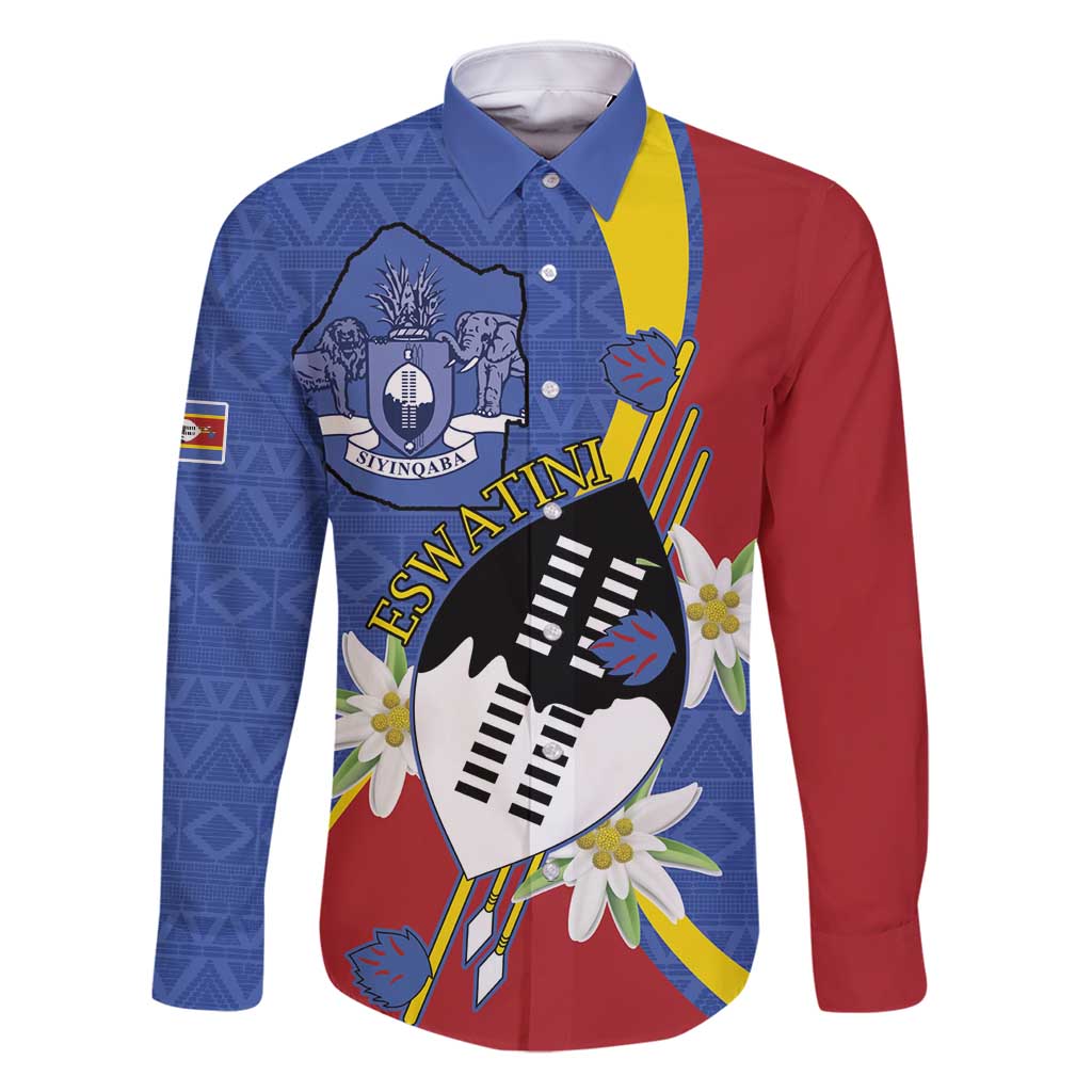 Eswatini Family Matching Mermaid Dress and Hawaiian Shirt Nguni Shield Edelweiss Flower